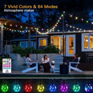 Color Changing Outdoor String Lights in backyard